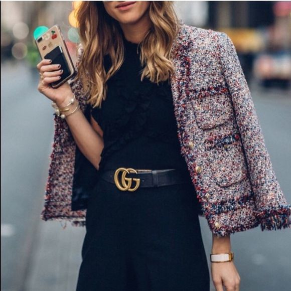 zara frayed tweed jacket